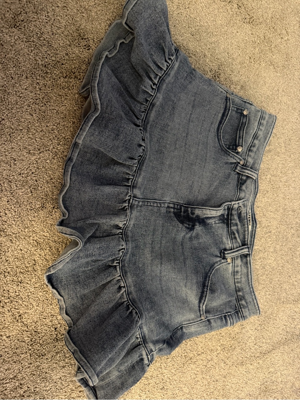 Steve Madden Washed Blue Ruffle Denim Skort